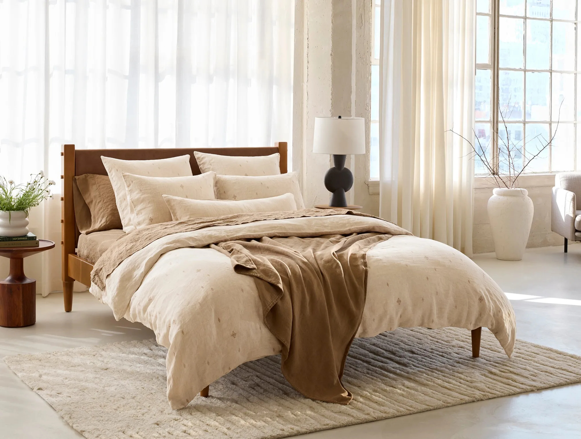 Coyuchi Cambria Embroidered Organic Linen Duvet Cover< Duvet Covers + Sets