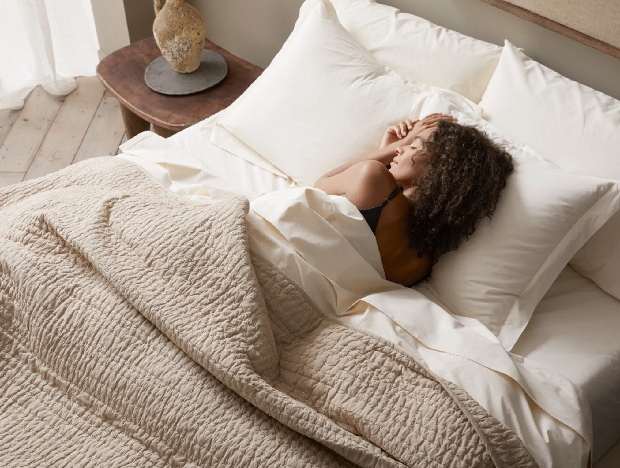 Coyuchi Channel Handstitched Organic Quilt< Quilts + Comforters