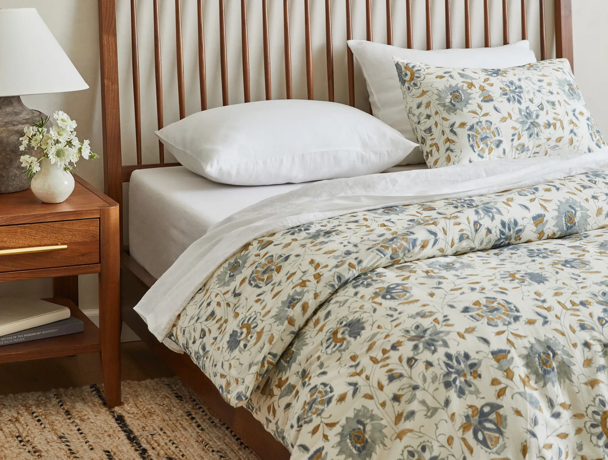 Coyuchi + Rejuvenation Flora Organic Print Duvet Cover< Duvet Covers + Sets