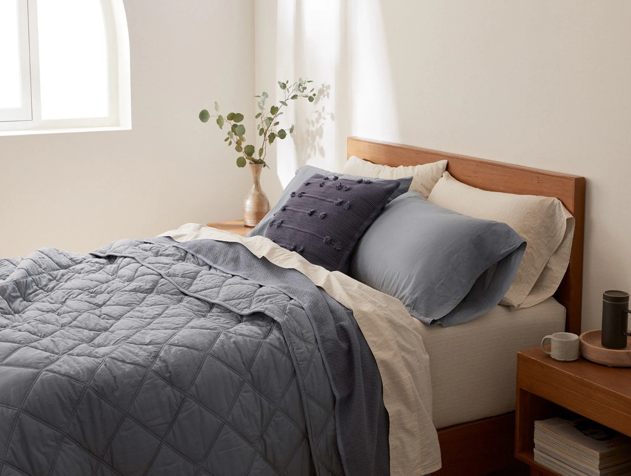 Coyuchi Diamond-Stitched Organic Cotton Comforter< Quilts + Comforters