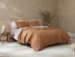 Coyuchi Diamond-Stitched Organic Cotton Comforter< Quilts + Comforters