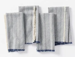 Coyuchi Fringe Stripe Organic Napkins, Set of 4< Dining