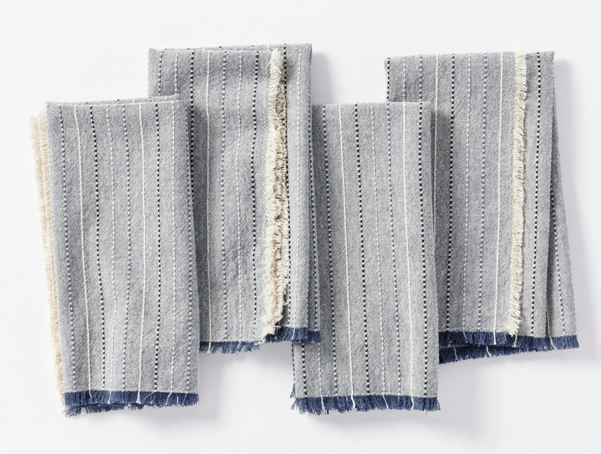 Coyuchi Fringe Stripe Organic Napkins, Set of 4< Dining