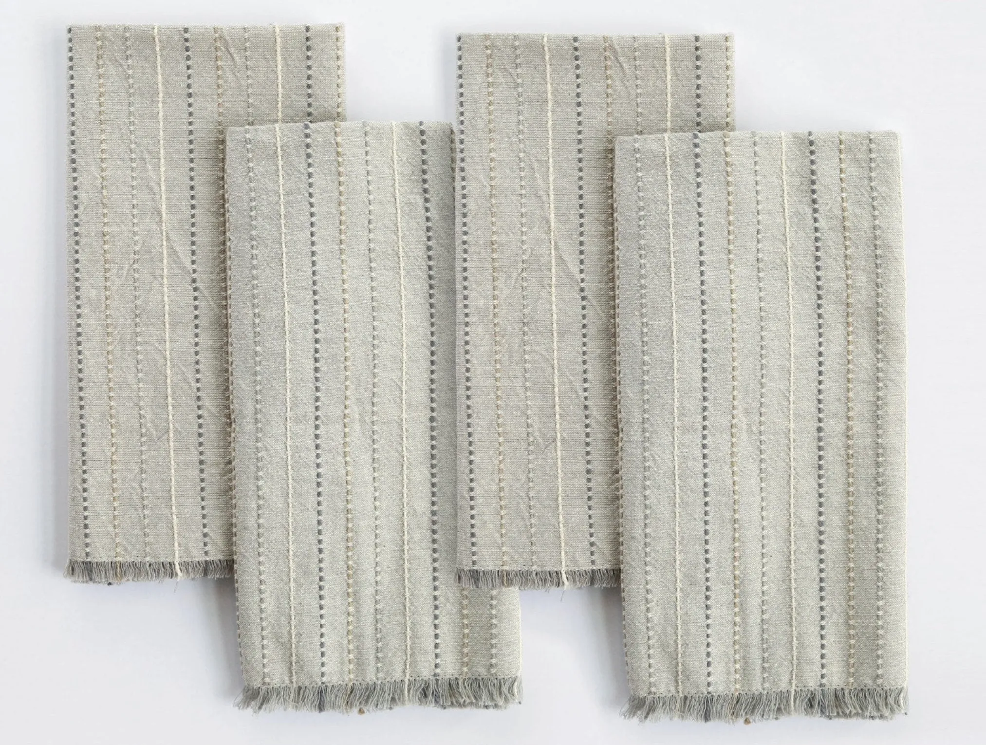 Coyuchi Fringe Stripe Organic Napkins, Set of 4< Dining
