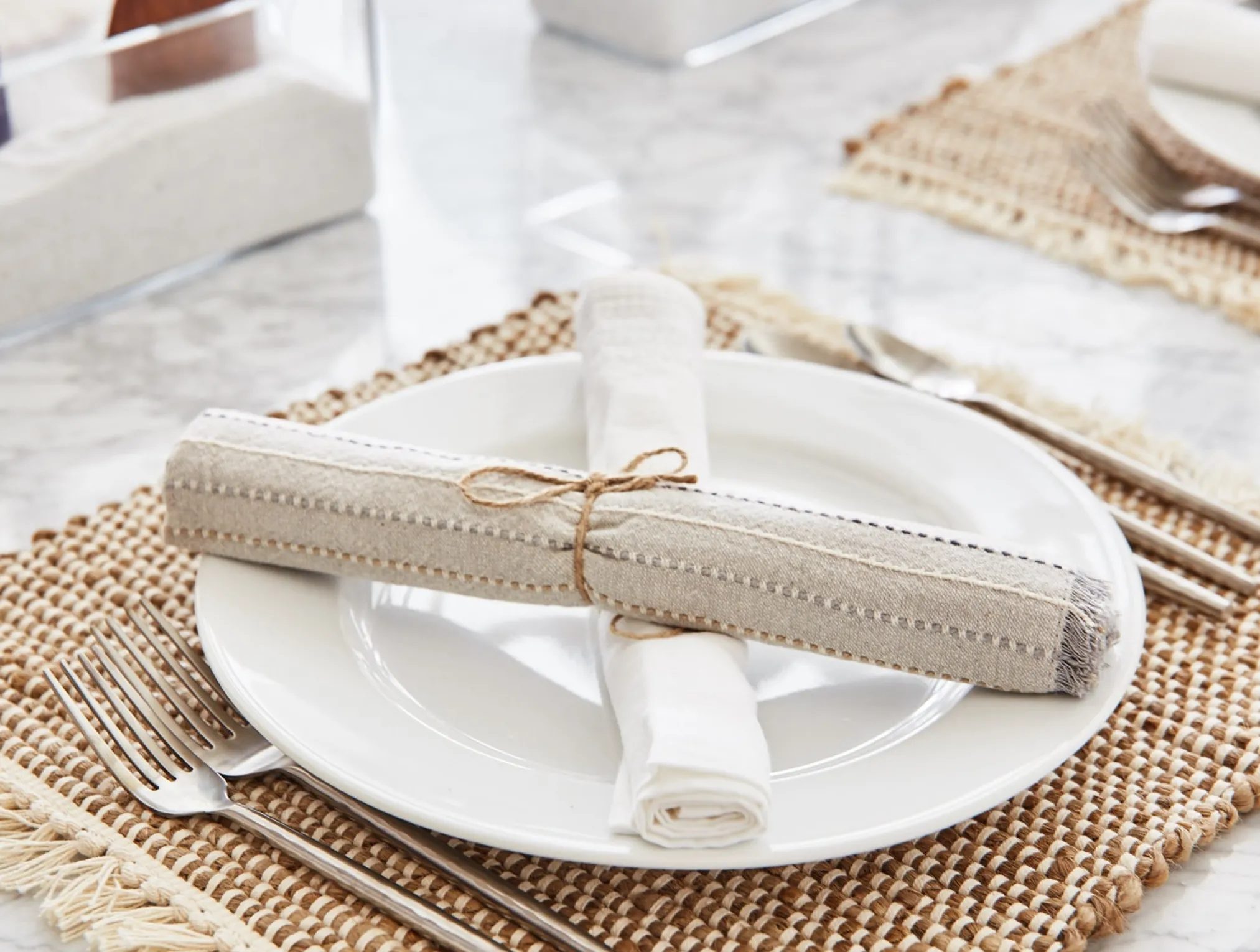 Coyuchi Fringe Stripe Organic Napkins, Set of 4< Dining