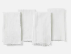 Coyuchi Fringe Stripe Organic Napkins, Set of 4< Dining