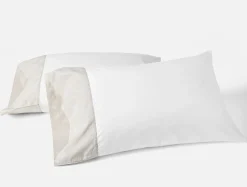 Coyuchi Heritage Organic Percale Jacquard Border Pillowcases< Pillowcases|Pillowcases
