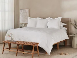 Coyuchi Heritage Organic Percale Jacquard Duvet Cover< Duvet Covers + Sets