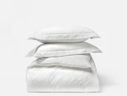 Coyuchi Heritage Organic Percale Jacquard Duvet Set< Duvet Covers + Sets