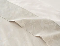 Coyuchi Heritage Organic Percale Jacquard Border Flat Sheet< Percale