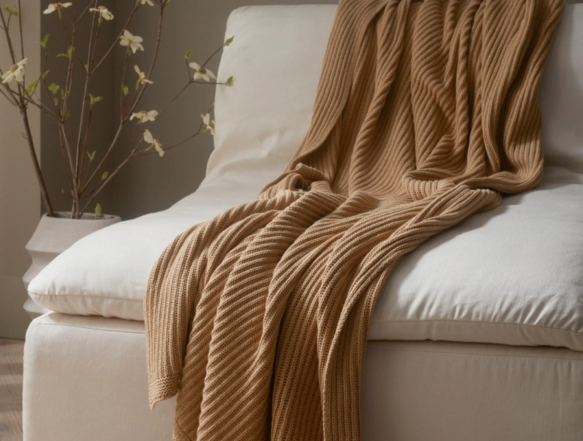 Coyuchi Madrone Organic Knit Throw< Throws