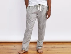 Coyuchi Men's Striped Organic Crinkled Pajama Pants< Men's Sleep
