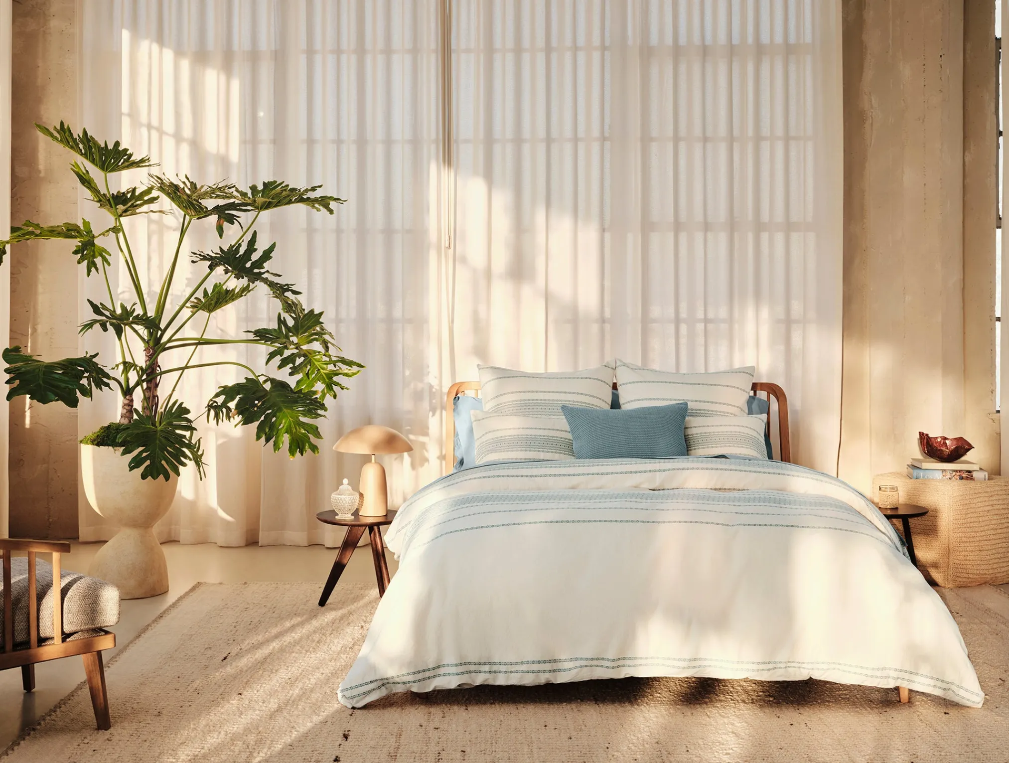 Coyuchi Rippled Stripe Organic Duvet Set< Duvet Covers + Sets