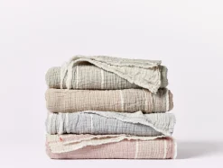 Coyuchi Topanga Organic Matelasse Striped Throw< Throws