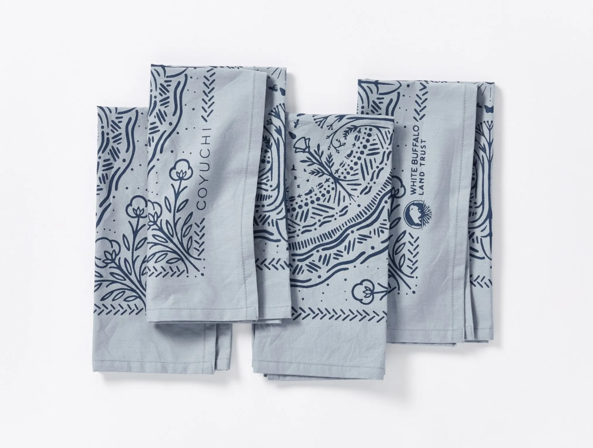 Coyuchi White Buffalo Land Trust Bandana Napkins, Set of 4< Dining