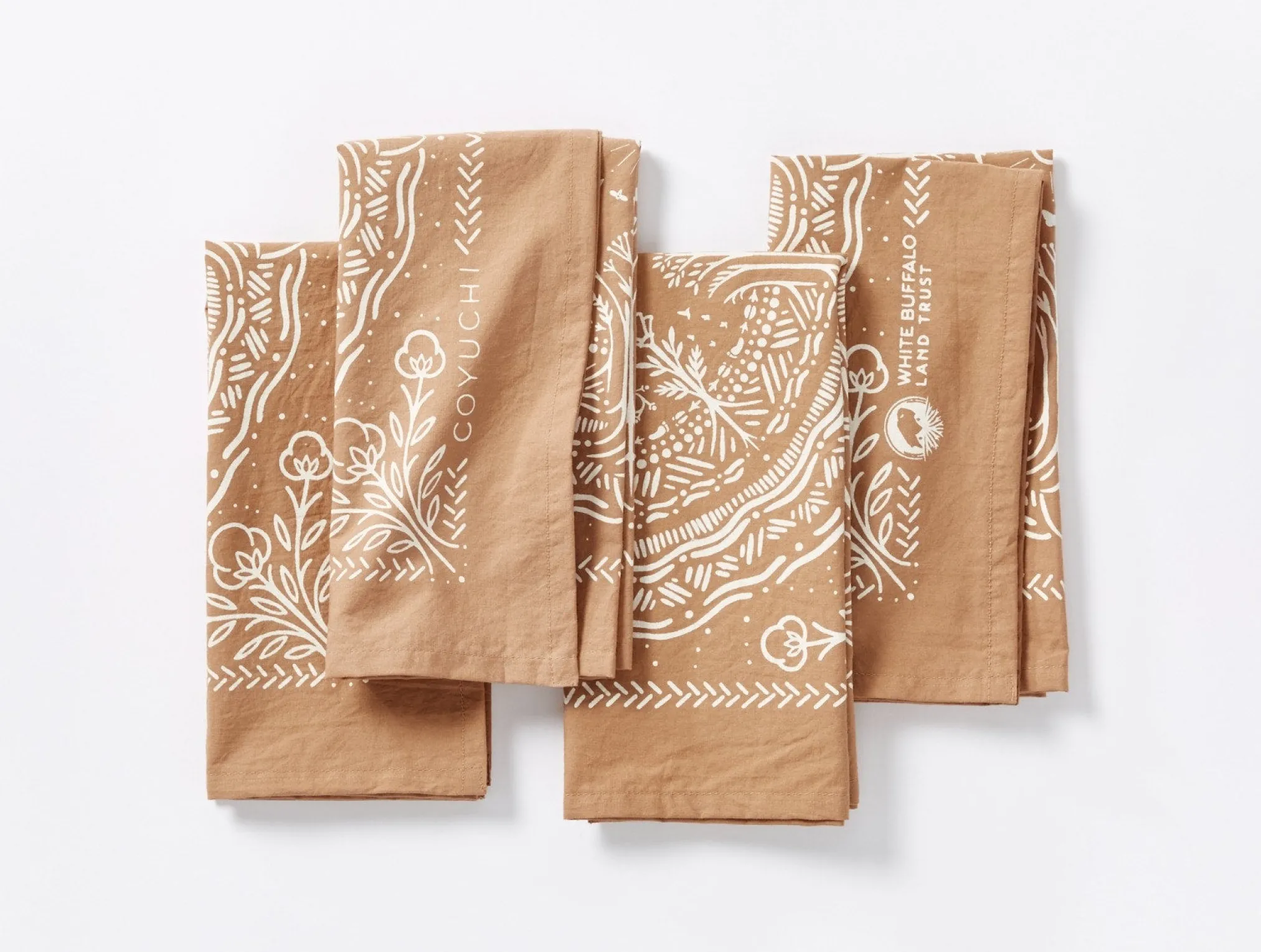 Coyuchi White Buffalo Land Trust Bandana Napkins, Set of 4< Dining