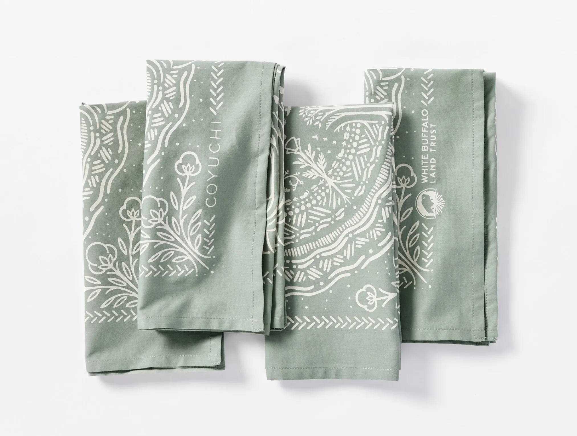 Coyuchi White Buffalo Land Trust Bandana Napkins, Set of 4< Dining