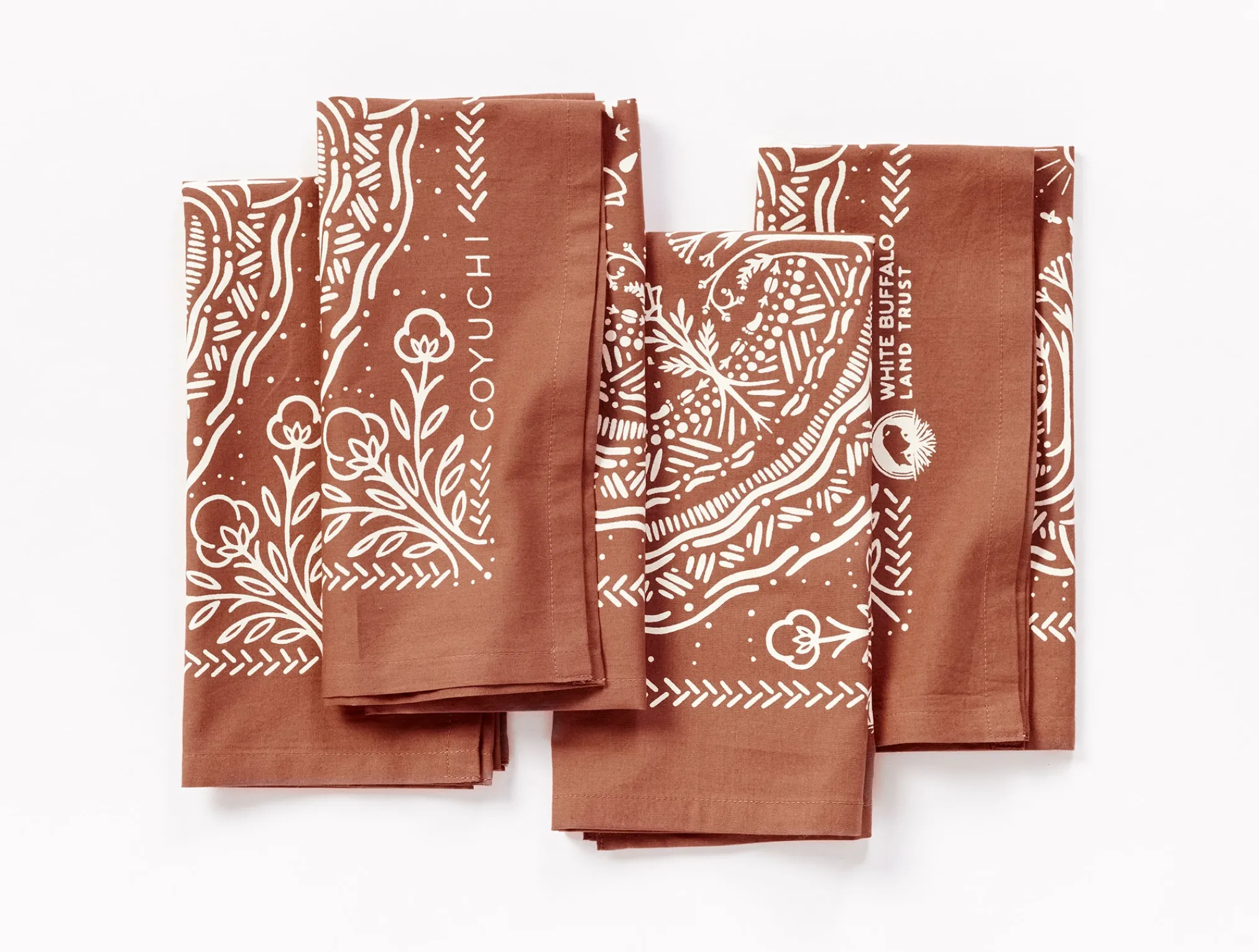 Coyuchi White Buffalo Land Trust Bandana Napkins, Set of 4< Dining