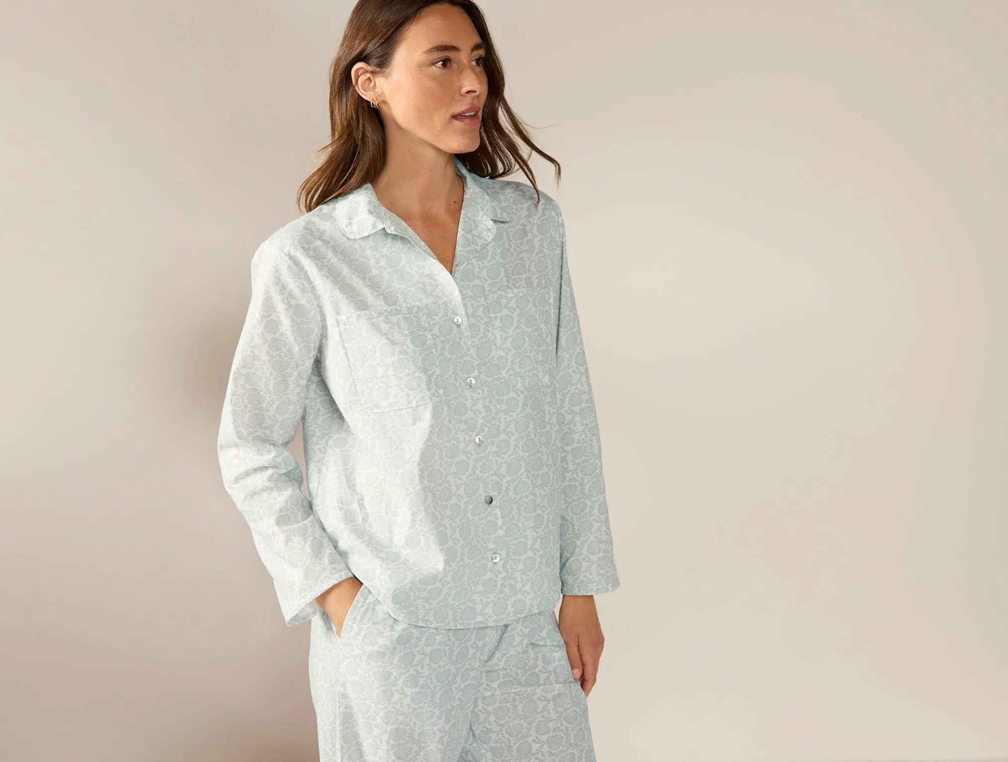 Coyuchi Women's Isla Organic Cotton Long Sleeve Pajama Set<Women Women's Sleep
